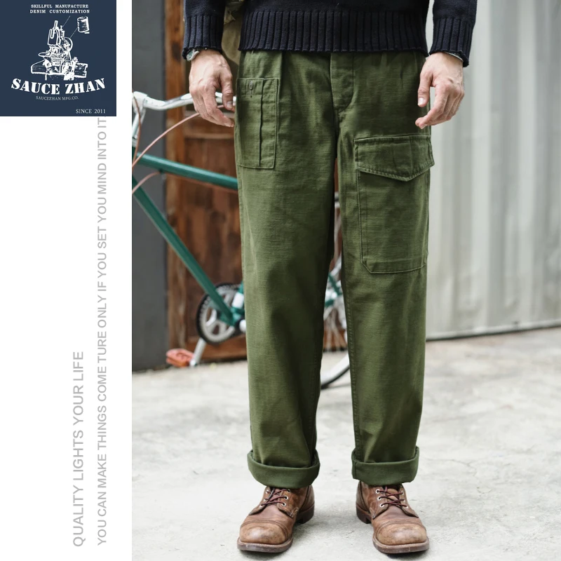 

SauceZhan P37 British Army Pants OG107 Utility Fatigue Pants Classic Military Olive Sateen Baker pants Pants&Capris Cargo Pants