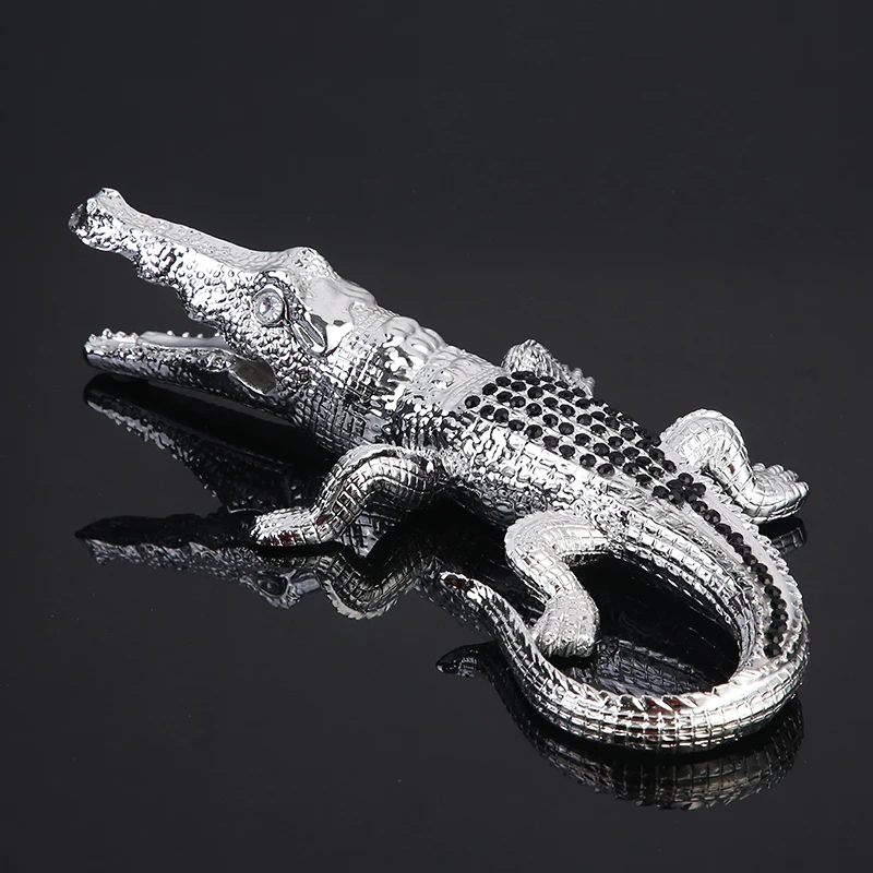 Rhinestone Crocodile Miniature Electroplated Resin Alligator Figurine Predator River Wild Animal Decor Desktop Ornament Craft