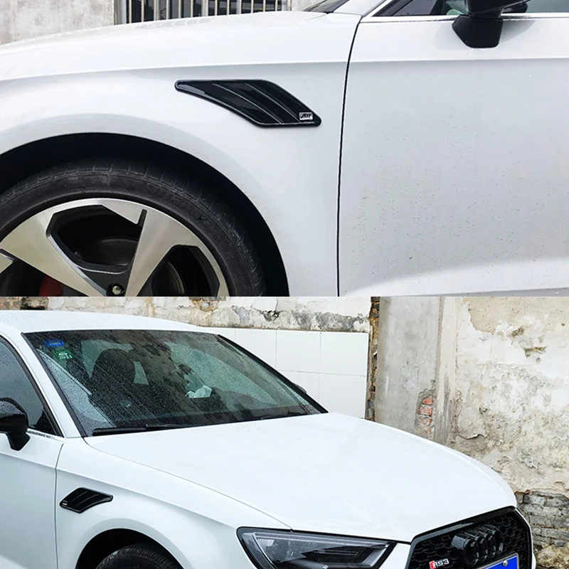 ABS Car Sticker For Audi A6 S6 C6 C5 A3 S3 8V 8P A4 S4 B8 B6 B7 B9 Q5 A5 S5 Q3 Q7 Q2 ABT Side Air Fender Vents Auto Accessories