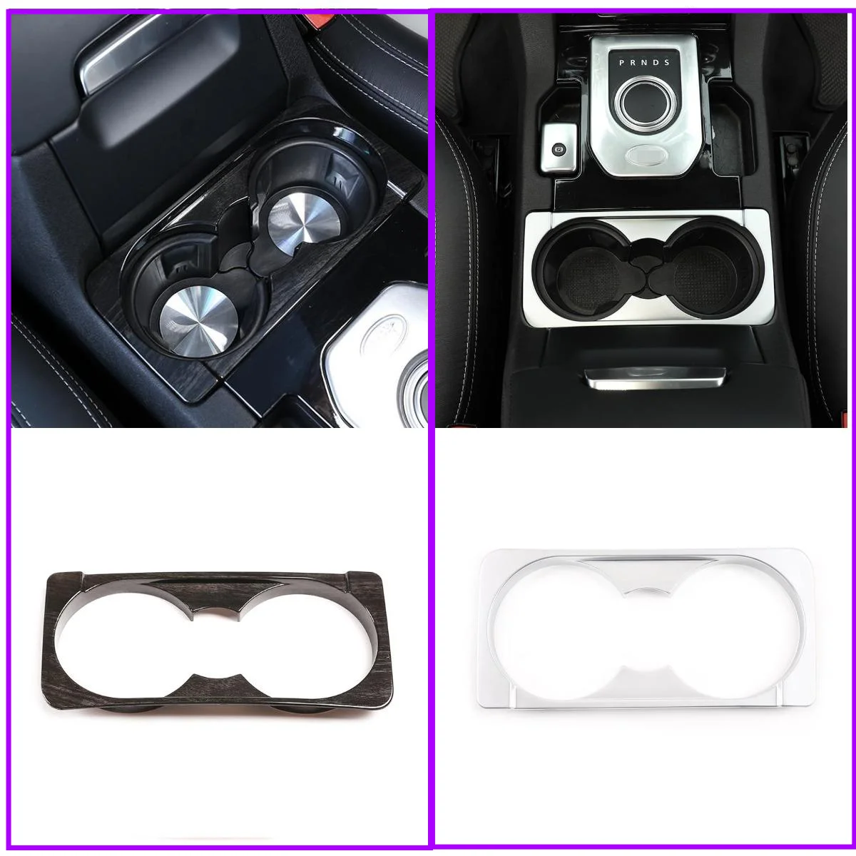 

ST Car Accessories 1PCS ABS Wood Grain Cup Holder Trim Interior Cover Decorative Frame For Land Rover Discovey 4 LR4 2010-2016