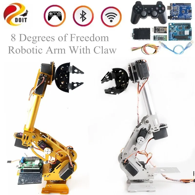 WiFi/Bluetooth/Tay Cầm Điều Khiển 7DOF Di Động Cánh Tay Robot + Song Song Cơ Móng Vuốt RC Robot Tay Bộ Lấy DIY cạnh Tranh Giảng Dạy