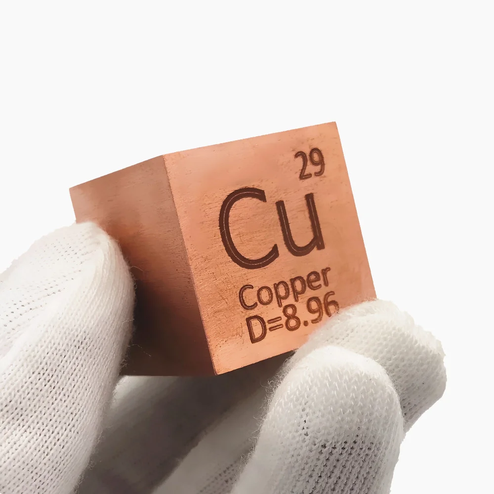 Copper Cube Cu Metal Density Simple Element 99.95% Collection 10mm 1 Inch Size Polished Brushed Hand Made 4 DIY Hobbies Display