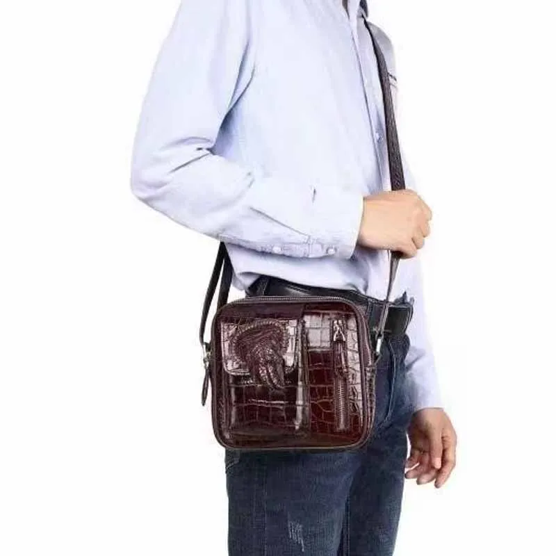 Crocodile Men\'s shoulder bag sacos de ombro Men\'s bag Cowhide shoulder bags Men handbag bag men leather Briefcase crossbody bags