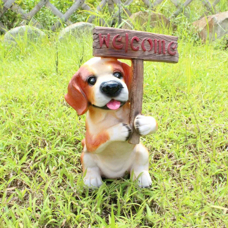 Outdoor Resin Creative Animal Crafts Welcome Card Placard Dog Ornaments Courtyard Garden Figurines Dcoration Villa Furnishings