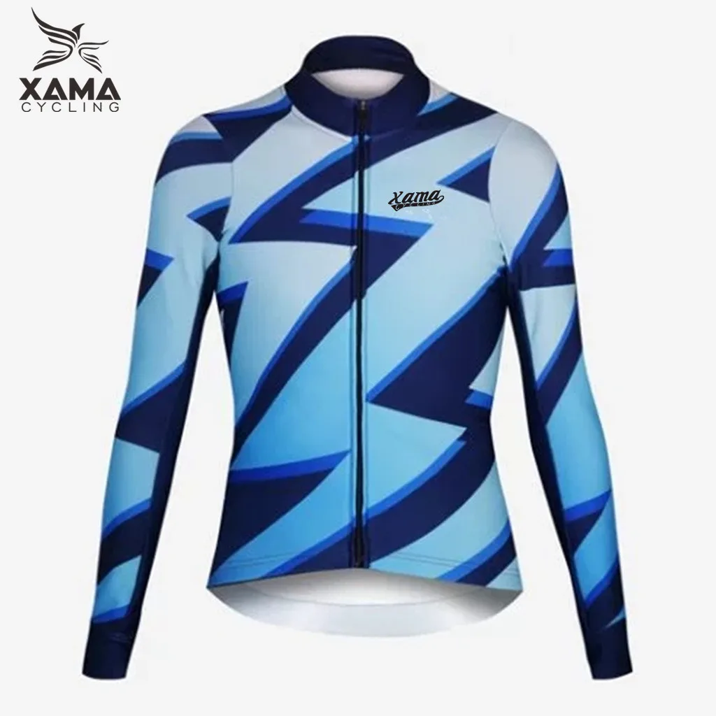 

Royal Blue Xama Cycling Winter Thermal Fleece Long Sleeve Pro Team Racing Clothing Bicycle Jacket Men Bicicleta Maillot Ciclismo