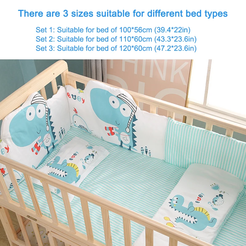 Babyinner 5 Teile/satz Baby Bett Stoßstange Baumwolle Krippe Zaun Cartoon Neugeborenen Kinderbett Schutz Kissen Bettwäsche Set Baby Zimmer Dekor