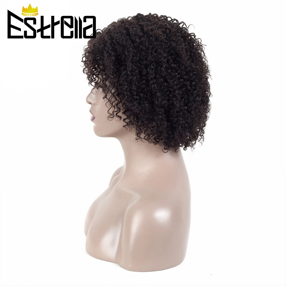 Jerry Curl Human Hair Wigs Human Hair For Black Women Peruvian Short Curly Human Hair Wig Machine Made Human Hair Wig  Non-remy