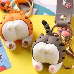 Cute Cat Butt Key Chains For Baby Girls Cats Keychain Car Bag Animal Bell Pendant Keyring Action Figures Pendant