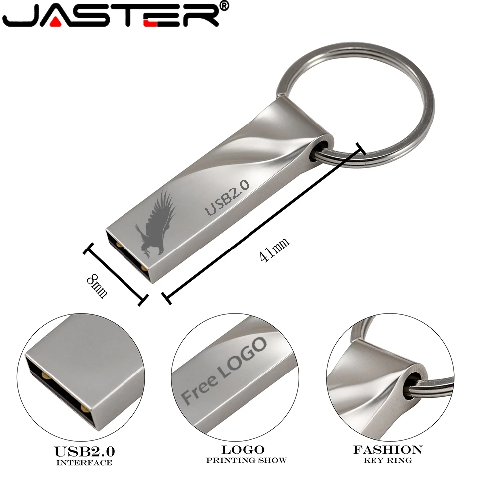 JASTER new flash drive USB 2,0 mini memory stick metall pen drive 4GB 8GB 16GB 32GB 64GB U disk mode geschenk Individuelles logo