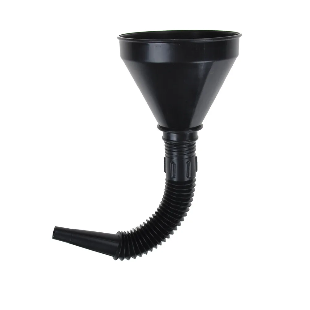 Black 2 In 1 Plastic Funnel Can Spout For Oil Water Fuel Petrol Diesel Gasoline