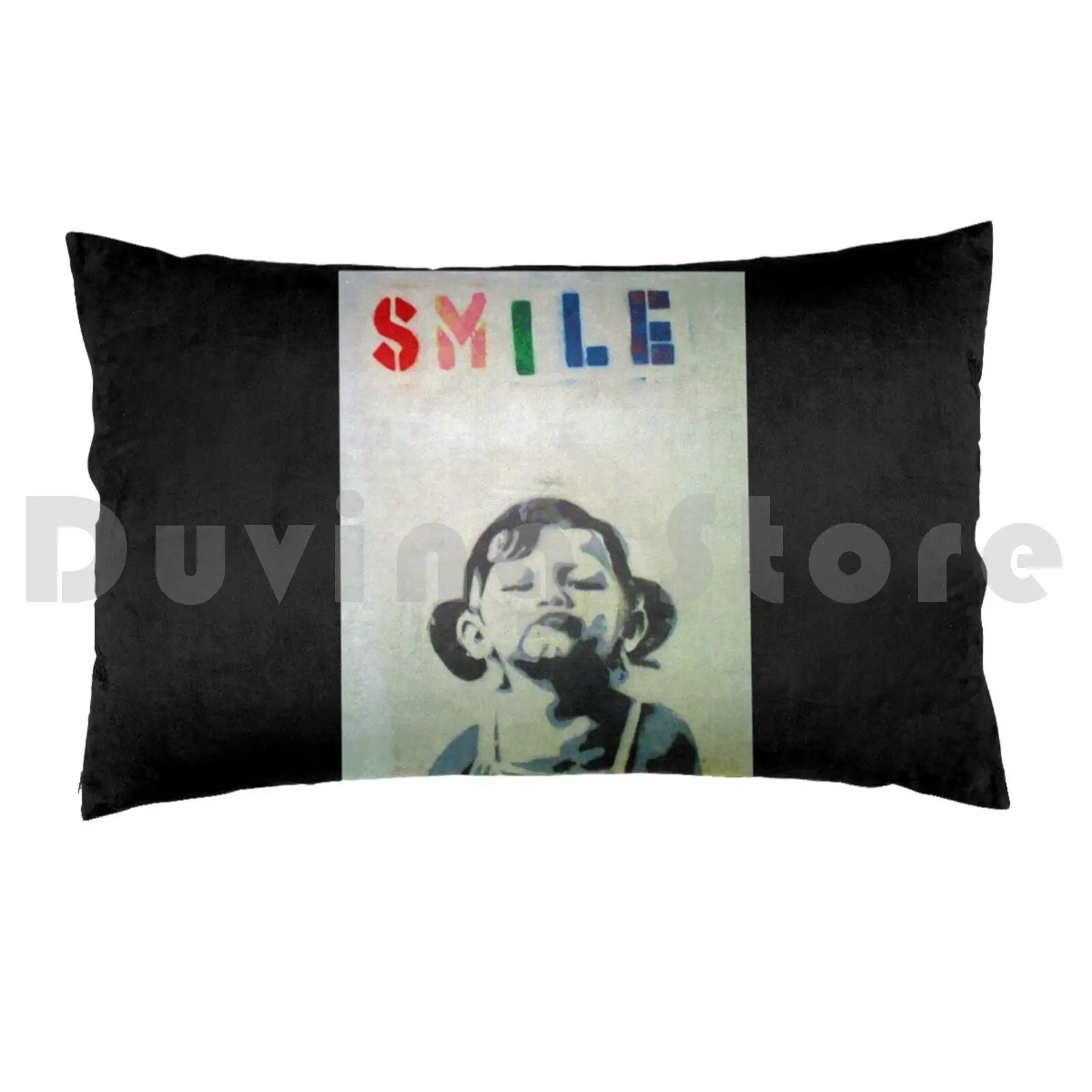 Banksy Smile Girl Pillow case 1029 Banksy Smile Girls Street Art Graffiti Artist Vandal Activist