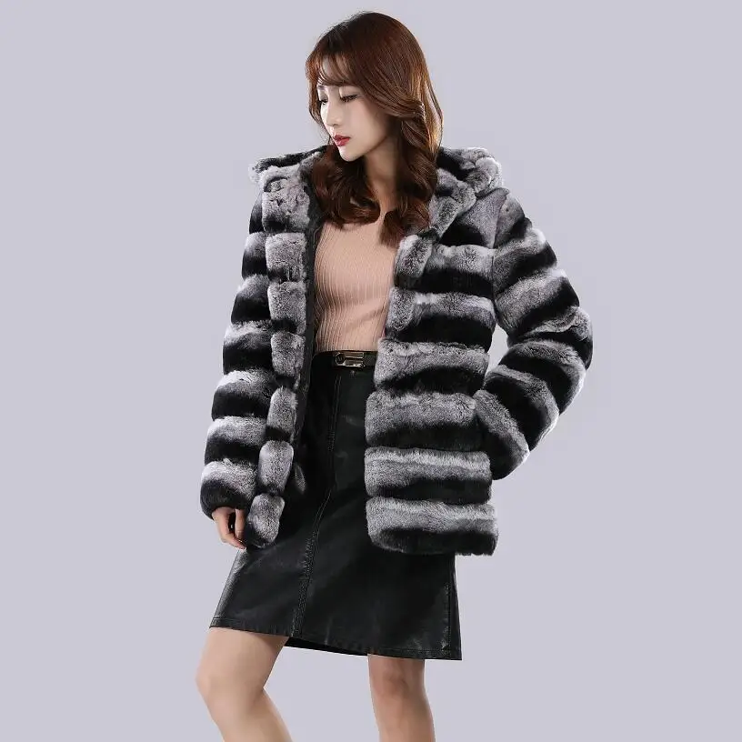 Women's Rex Rabbit Fur Short Cover Jacket Rex Rabbit Fur Ladies Coat European and American Style Autumn and Winter Warm Fashion