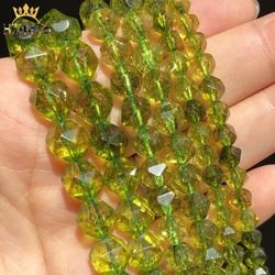 Natural Faceted Green Peridot Stone Beads For DIY Jewelry Making 6 8 10mm Round Loose Spacer Beads Bracelet Accessories 15''