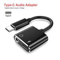 2 In 1 Type C To 3.5mm Jack Earphone Charging Converter USB C Type-C Audio Charging Splitter Adapter for Xiaomi Huawei Mate 20