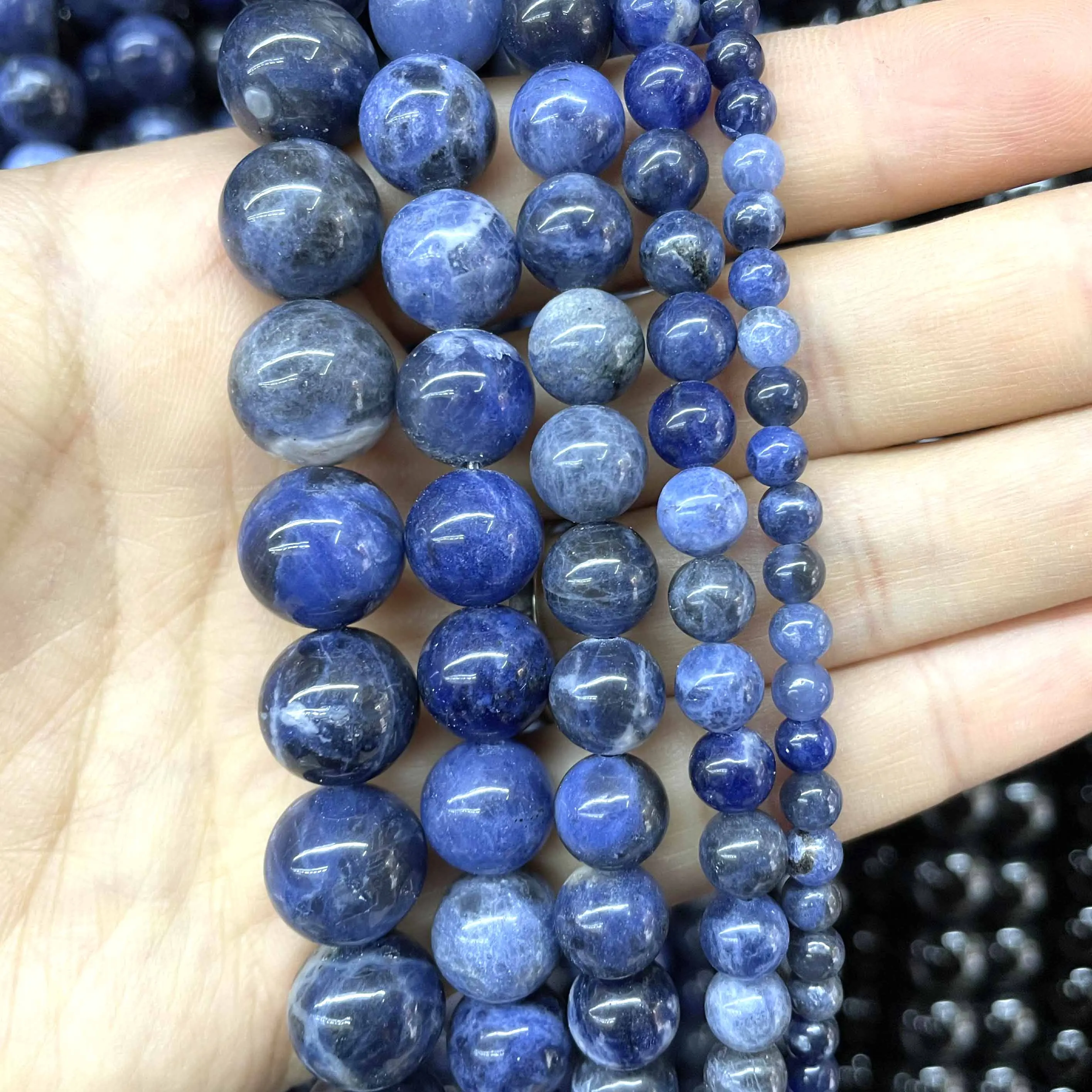 Natural Old Blue Sodalite Stone Round Spacer Beads For Jewelry Making Charm DIY Bracelets Necklace Accessories 2 3 4 6 8 10mm