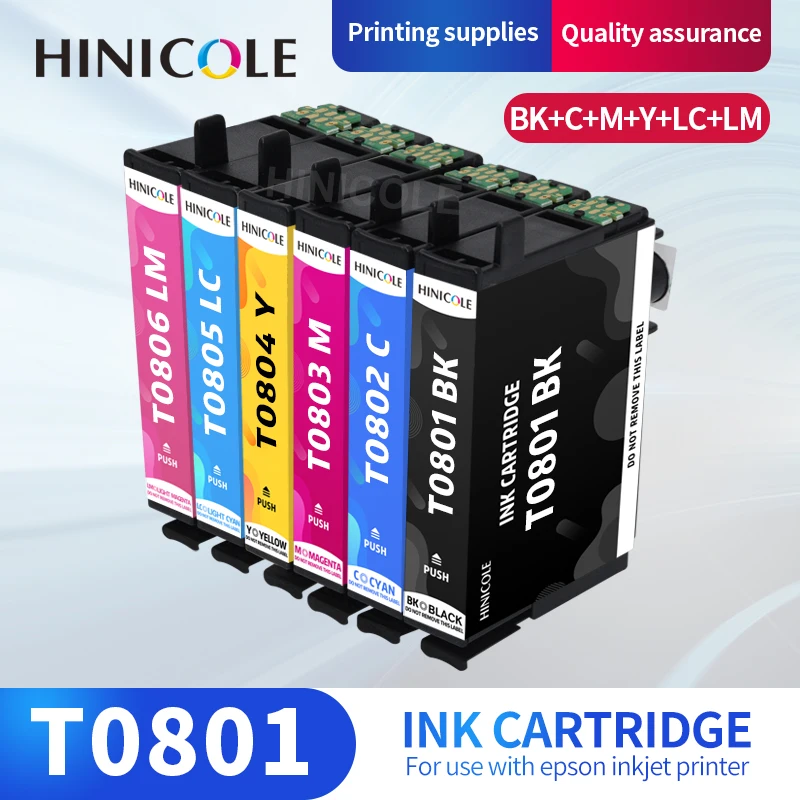 

HINICOLE T0801 - T0806 Ink Cartridge For Epson Stylus Photo P50 T59 R265 270 285 290 360 RX560 585 610 650 685 PX650W Printer