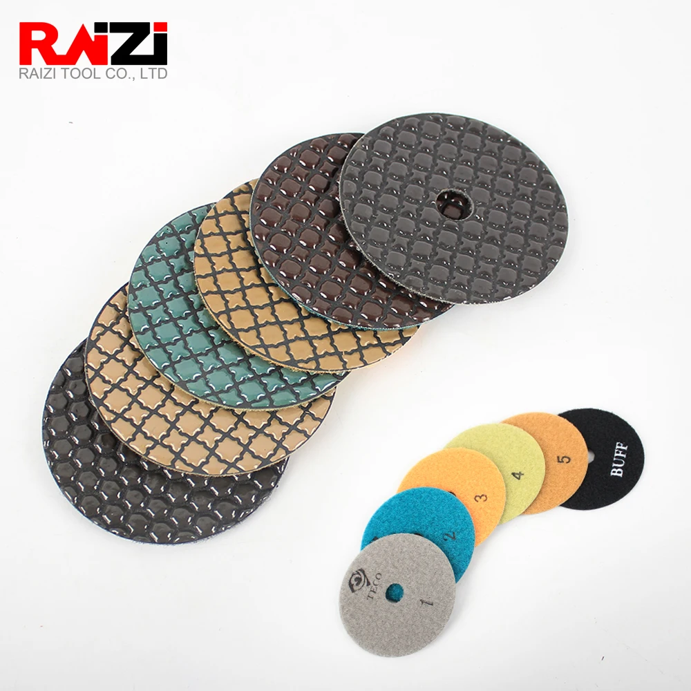 Raizi 80/100 mm 5 step Dry polishing pads disc for granite marble engineered stone