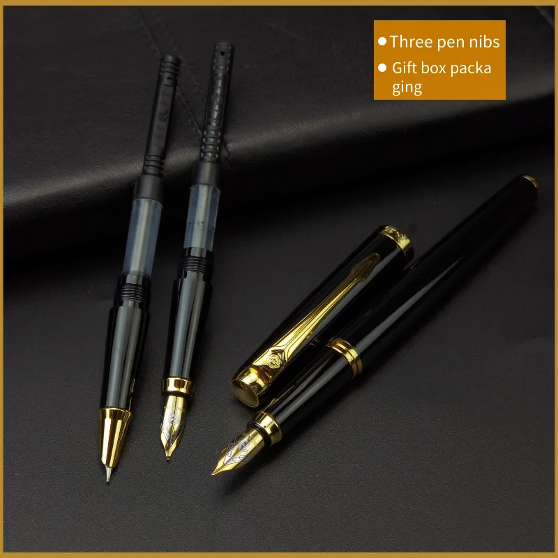 Box packing set fountain pen Three kinds of nibs can be changed at will Business metal pen free engraving text on pen