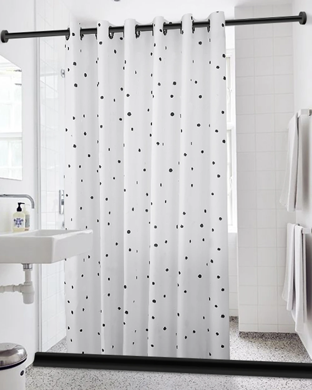 

Not in/Wave Poin Shower Curtain with Roman Hole, Bathroom Thicken, Mildewproof Fabric, Home Curtains, Customization, Waterproof