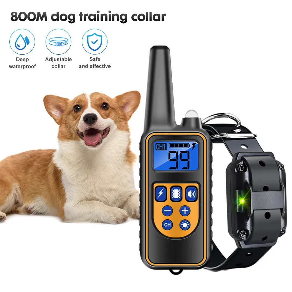 800M Dog Training Collar Pet Remote Control Device with Backlight Waterproof Rechargeable Shock Collar for All Size Shock 30%OFF