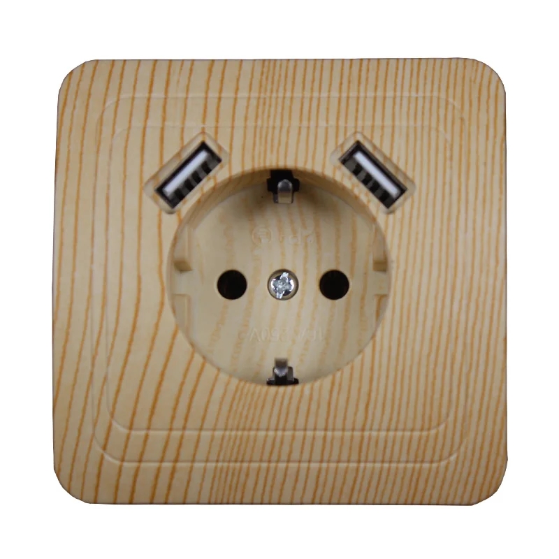 USB Wall Socket Free shipping Double USB Port 5V 2A Usb wood tree color pared outlet electrique outlet usb murale steckdose B001