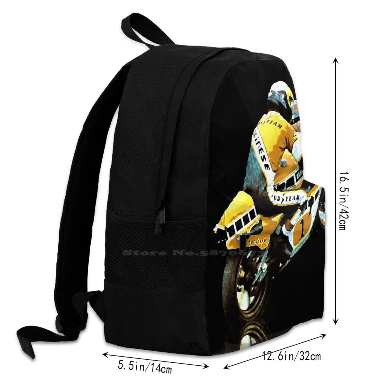 King Kenny Wheelie Painting New Arrivals Unisex Bags Student Bag Backpack King Kenny Kenny Roberts Barry Sheene Randy Mamola image 3