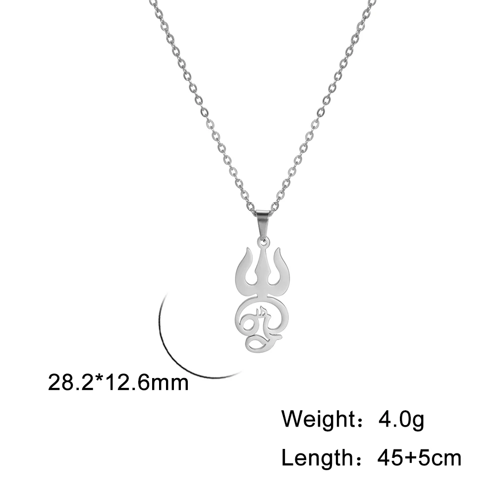 Dawapara Indien Tamil Om Symbol mit Dreizack Anhänger Edelstahl Halskette Om Shiva Symbol Yoga Vintage Talisman Schmuck – Detail 12