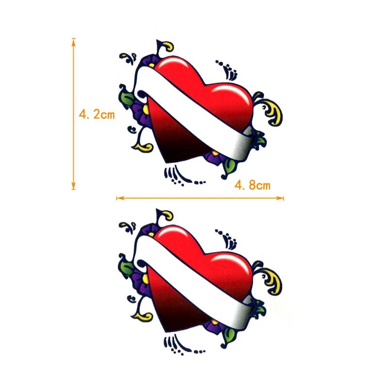 Tatuaje temporal de corazón rojo para hombres, pegatina de tatuaje temporal, Tatuajes Temporales impermeables, tatuaje de Henna, Mangas de tatuaje falsas