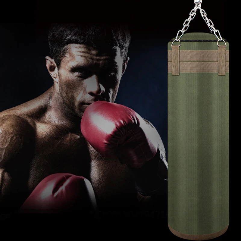 120cm Green Canvas Kick Boxing Punching Bag Sandbag For Adult MMA Muay Thai Taekwondo Sport Fitness Training Exercise Equipment