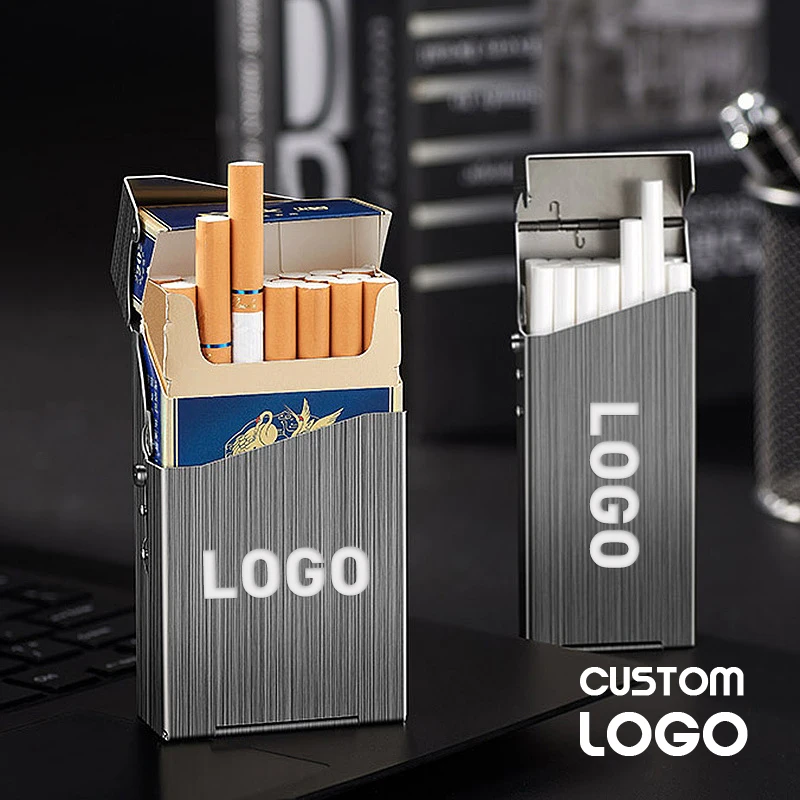 Personalized Custom Logo Cigarette Case Laser Engraved Cigarette Case Gift Advertising Storage Box Smoking Set Wholesale