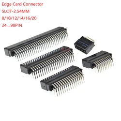 5pcs Right Angle Edge Card Connector Slot 2.54 mm Pitch 8/10/12/16/18/20/28/30/36/40/50/60/72/80/98 Pin PCB Gold Finger Socket