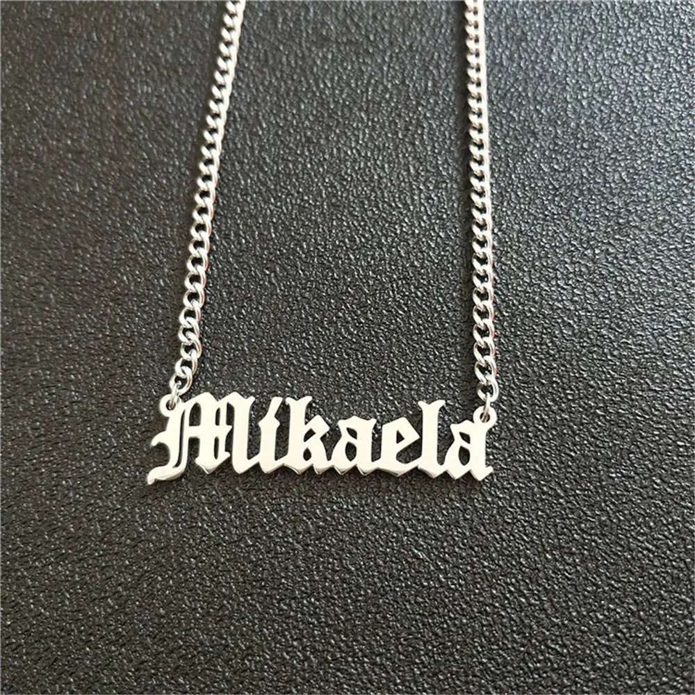 

Customized Name Necklace For Women Men Jewelry Personalized Stainless Stee Curb Chain Letter Initial Necklaces Nameplate