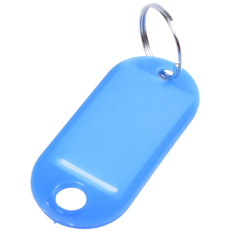 Promotion! 20 Pcs Key ID Label Tags Split Ring Keyring Keychain Blue