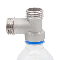 Aço inoxidável Carbonation Cap Tee, Fit Soft Drink PET garrafas Homebrew Kegging