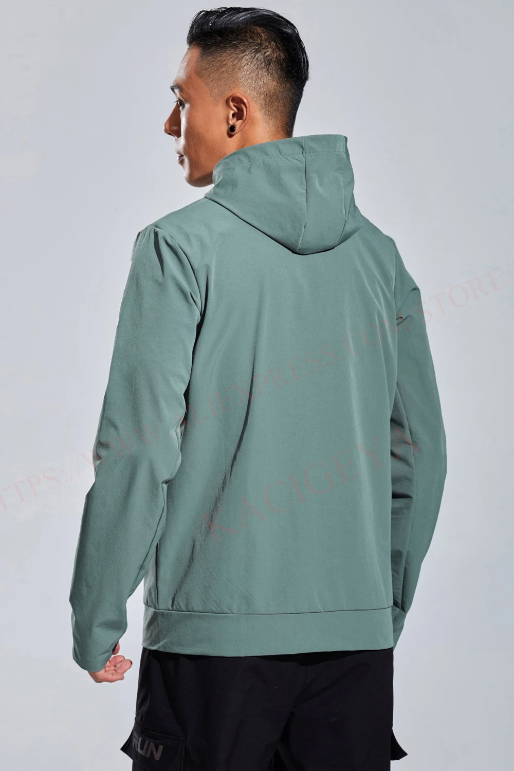Mens Casual Jacket Sports Zipper Solid Printing Run Hooded Outdoor Fitness Training Long Sleeves Man Streetwear Fashion Coat