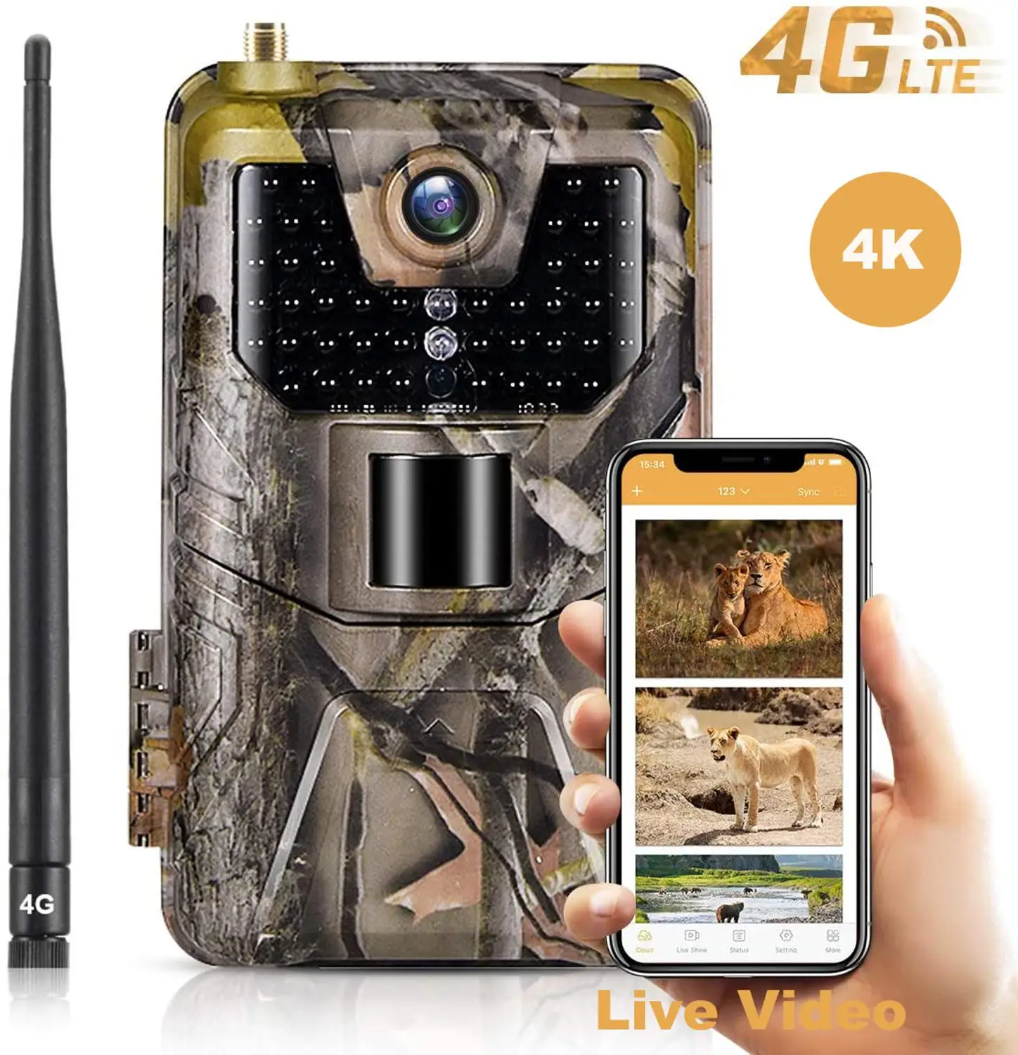 4K/2K Live Video APP Trail Camera Cloud Service 4G Cellular 30MP Live Stream Media Hunting Cameras Night Vision HC900PRO