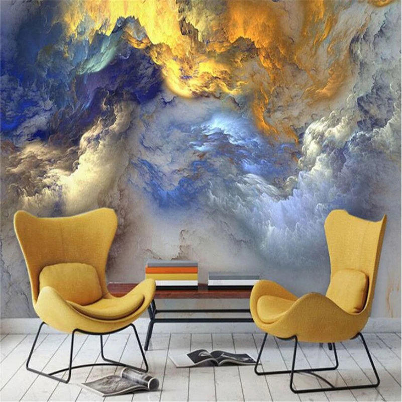 Custom Colorful clouds Murals Wallpapers room decoration Blue bronzing white clouds Background Mural Photo wall paper 3D sticker