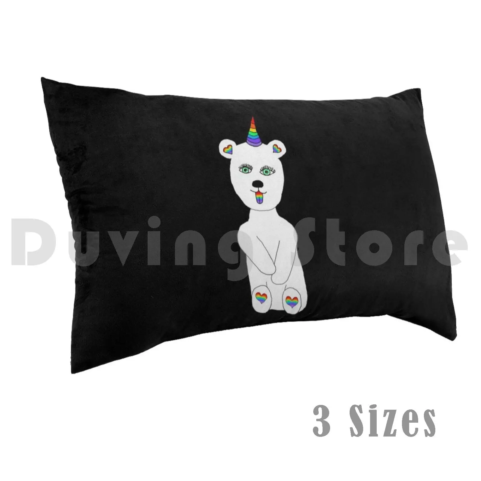 Cute Bear UnicornPillow case Bear Unicorn Pride Bear Beard Art Queer Rainbow