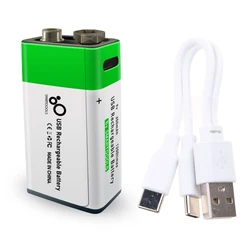 2023 New 9V Li-ion Rechargeable Battery 650mAh Type-C USB Lithium li ion 9V Batteries