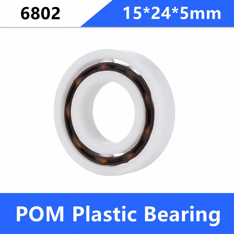 

50pcs POM 6802 15*24*5mm Pom Plastic Deep Groove Ball Bearing 15×24×5mm With Glass Balls Nylon Cage