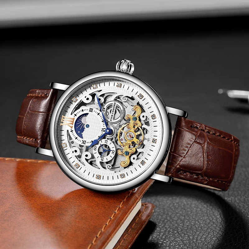 Orologio meccanico da uomo Tourbillon automatico Uhr scheletro orologio da uomo di lusso orologio da polso da uomo orologio da polso