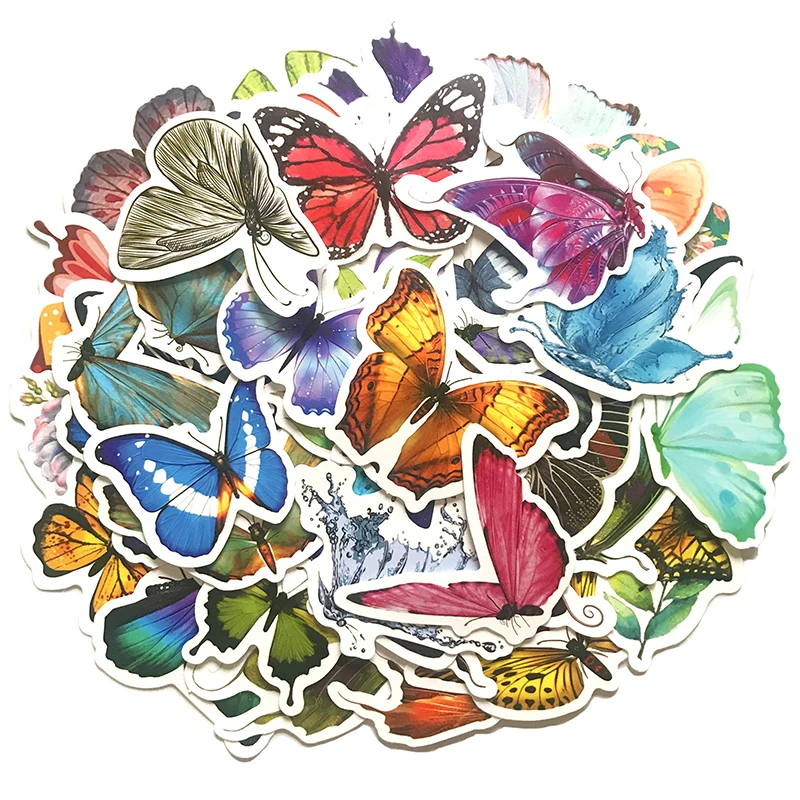 10/30/50PCS Colorful Kawaii Butterfly Shadows Stickers Case Suitcase DIY Toy Laptop Guitar Skateboard Lovely Decals Sticker F5