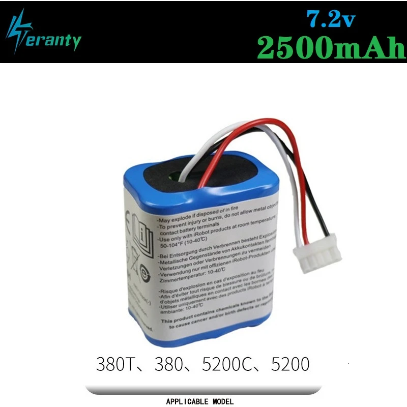 Original 7.2V 2500mAh Battery for iRobot Roomba Braava 380 380T Mint 5200c Ni-MH 2500mAh 2.5Ah 7.2v Rechargeable battery 1Pcs