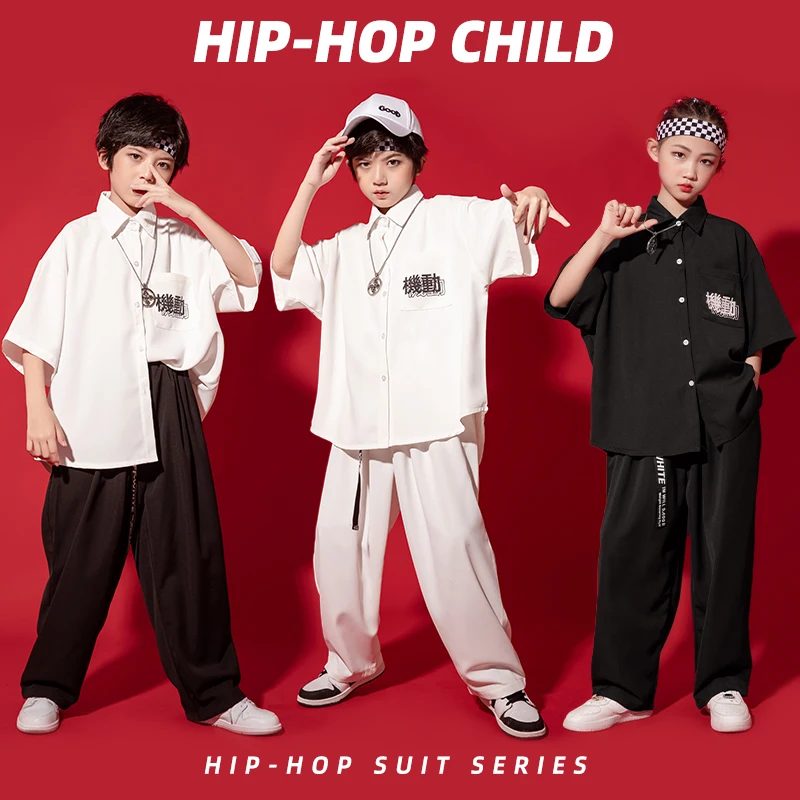 Kids Hip Hop Clothing Festival Outfits Oversized Shirt Tops Loose Streetwear Pants For Girls Boys Dance Wear Costume Clothes Set