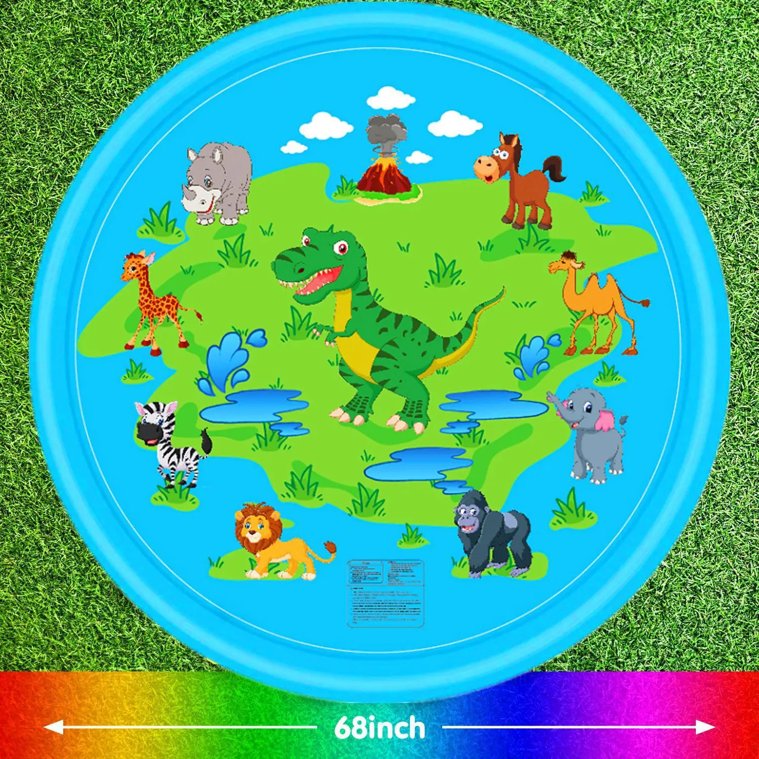 170cm Outdoor Play Mat Lawn Beach Sea Animal Inflatable Water Spray Kids Sprinkler Play Pad Mat Water Game Beach Mat Cushion Toy