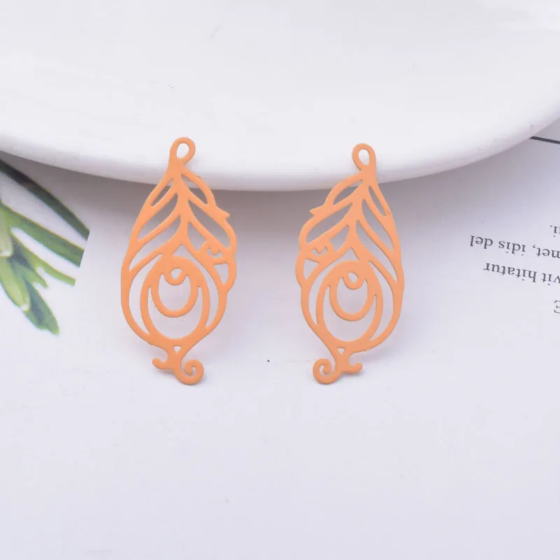 50 Stück AC12478 30*14mm Messing-Federanhänger DIY Schmuck Ohrring-Zubehör – Detail 4