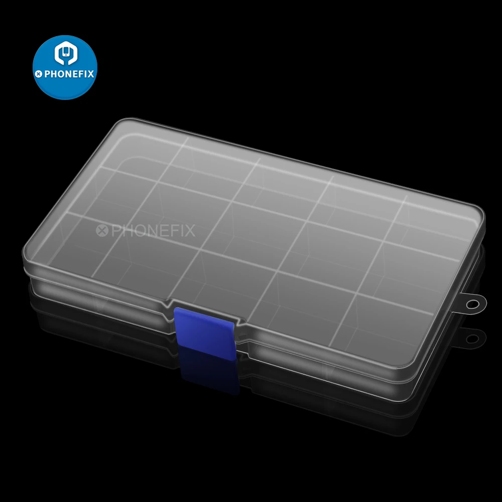 Caja de almacenamiento de plástico multifuncional, 15 compartimentos, reparación de teléfono, joyería, pendientes, tornillo, estuche organizador de exhibición, contenedor