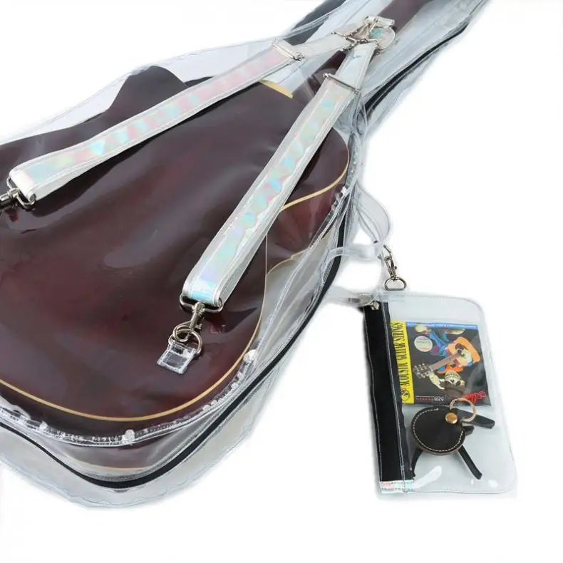 Guitar Bags Transparent Acoustic Guitar Bag Double Straps Gig Case Waterproof Backpack for 39 / 40 / 41 Inch Acoustic Guitar