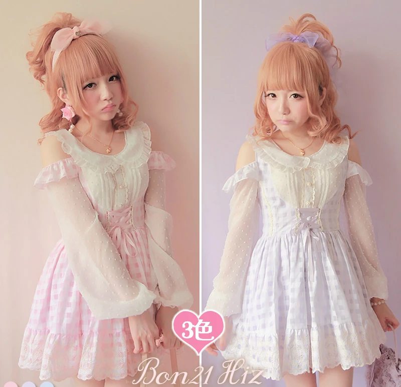 

Princess sweet lolita dress Bobon21 limited edition embroidery laciness small strapless faux two piece one-piece dress d0993