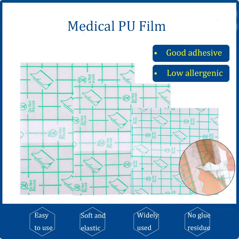 Waterproof Anti-allergic Medical Wound Dressing Fixation Tape Adhesive Transparent PU Film Plaster Fixation PU Membrane